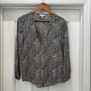 Stylish Gray Snake Skin Patterned Silk Joie Women's Top